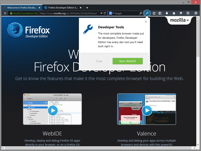 features of firefox developer edition