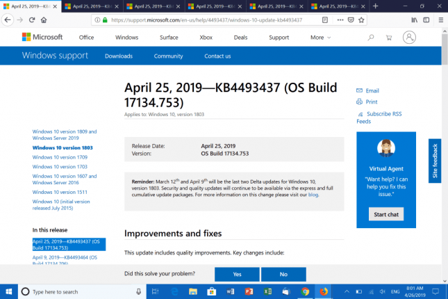 Windows 10 updates KB4493437, KB4493440, KB4493436 and KB4493473 arrive a week late – Ghacks Technology News