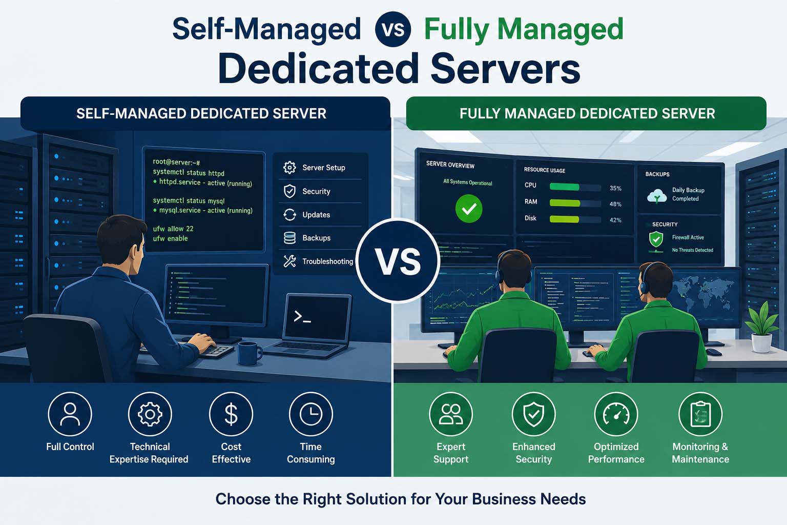 Self-Managed vs Fully Managed Dedicated Servers