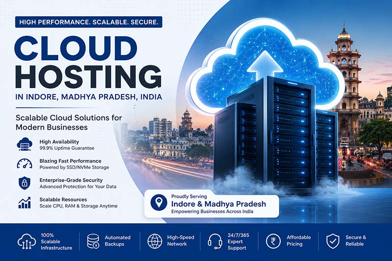 Cloud Hosting in Indore Madhya Pradesh India with secure, scalable and high-performance cloud infrastructure for businesses